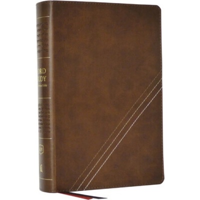 KJV, Word Study Reference Bible, Leathersoft, Brown, Red Letter, Thumb Indexed, Comfort Print - Thomas Nelson