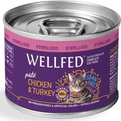 PETINTEREST Wellfed Adult Sterilised Chicken and Turkey Консерва за кастрирани котки с пилешко и пуешко 200gr