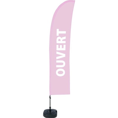 Jansen Display Beach Flag Budget Wind Complete Set Open Pink French ECO, 1010 x 4305 mm