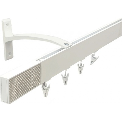 Kovovégarnýže Garnýže Square line elegance royal diamond bílá lesklá Jednořadá, 151-200cm, jezdec s kovovou žabkou