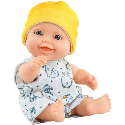 Paola Reina Realistická chlapeček Guillo ve žluté čepici Los Peques 21 cm