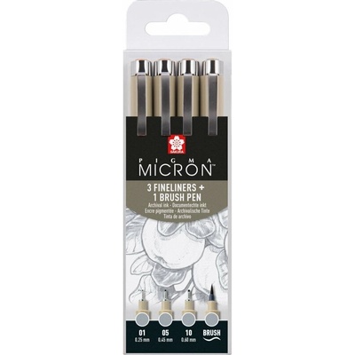 Sakura Pigma Micron Fineliner Set 5 Технически химикалки Grey 4 бр (POXSDK4L)