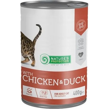 Image 1 of Nature's Protection Nature's Protection CAT Adult Sterilised Chicken & Duck - консерва с пиле и патица за кастрирани котки, 400 гр