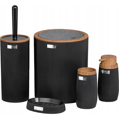 Okyanus Stripe Round 5 ks čierna s povrchovou úpravou v dekore dreva