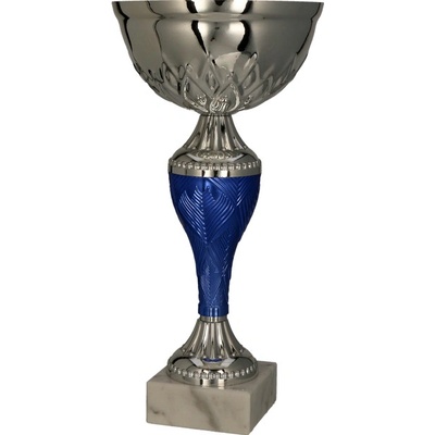 Kovový pohár Stříbrno-modrý Výška: 20 cm Průměr: 8 cm