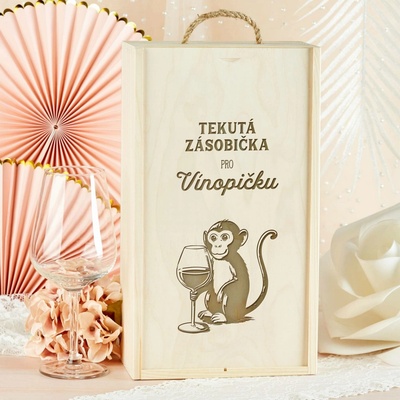 Dřevia Dřevěná krabička na dvě vína - Tekutá zásobička pro Vínopičku