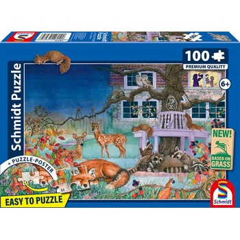 Schmidt Spiele - Puzzle Nighttime animal visit - 100 piese