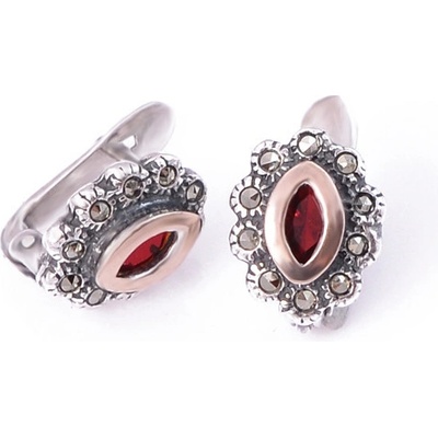 Zlatnictví Zlatíčko náušnice z portugalského stříbra s markazity a rubínem 1B37023