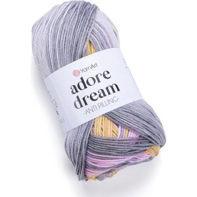 YarnArt Adore dream 1064 šedo-růžovo-žlutá