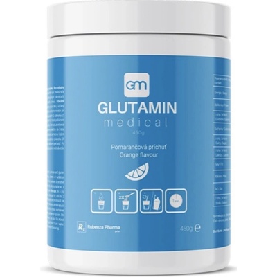 Rubenza Kft. Glutamin medical prášok na prípravu nápoja, pomarančová príchuť 450 g