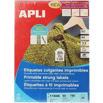 APLI Етикети за цени, 28 x 43 mm, с перфорация и връзка, 50 (1540120115)