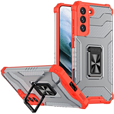 HQWear Crystal Ring Case здрав хибриден кейс + Магнитен държач за Samsung Galaxy S22 + (S22 Plus), червен (9145576243183)
