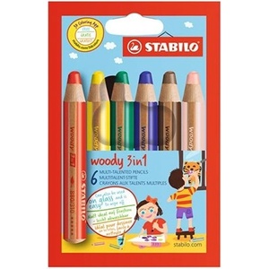 STABILO Woody 6бр. смесени цветни моливи 3в1 8806 (8806)