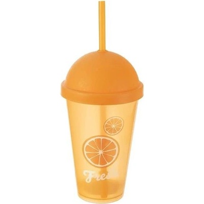 ORION Pohár s víčkem a brčkem Fresh orange 500 ml