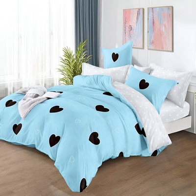 EmonaMall Двулицево спално бельо с ластик EmonaMall, 6 части - Модел S18524 (S18524-66666e)