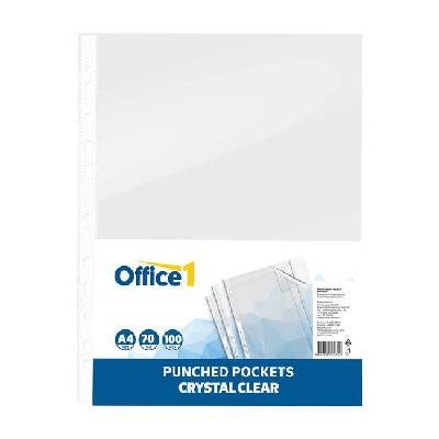 Office 1 Джоб за документи, A4, 70 m, кристал, 100 броя (1070160098)