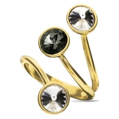 Spark prsten se Swarovski Elements Rotundus Gold 9091 Black Diamond