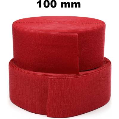 Pásek na suchý zip našívací Háček a Smyčka set Červený 100 mm x 25 bm