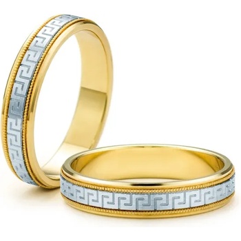 Image 1 of SAVICKI Сватбени халки: двуцветно злато, плоски. 4 мм