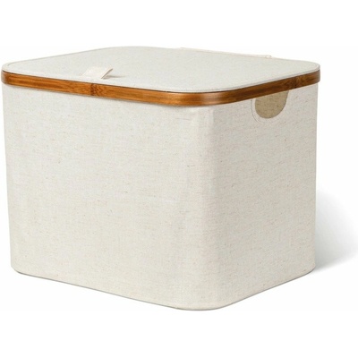 Bigso Bamboo Linen úložný box bílá béžová 40,5 cm, 30 cm, 33 cm