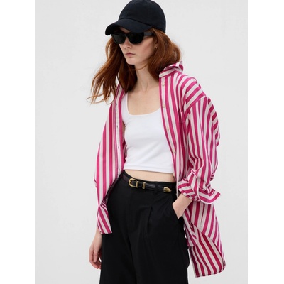 GAP Pruhovaná košile oversize Růžová