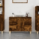 Koupelnový nábytek vidaXL Skříňka pod umyvadlo kouřový dub 80x33x60 cm kompozitní dřevo