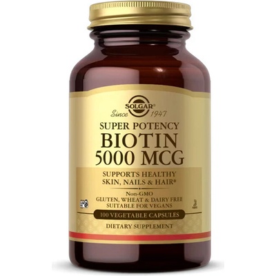 Solgar Biotin 5000 mcg 100 rastlinných kapsúl
