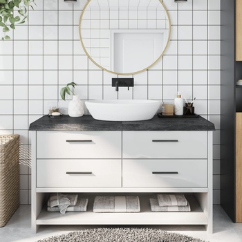 Image 1 of vidaXL Плот за баня тъмнокафяв 140x60x(2-6)см обработено масивно дърво (3156248)