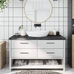 vidaXL Плот за баня тъмнокафяв 140x60x(2-6)см обработено масивно дърво (3156248)