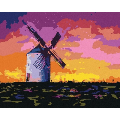 Zuty Malování Podle Čísel Starý Větrný Mlýn V Květinovém Poli 40 x 50 Cm Plátno 8596530078760