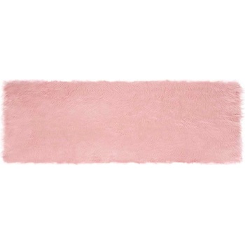 vidaXL Изкуствен килим от кожи Розово 80 x 250 cm Полиестер (42021546)