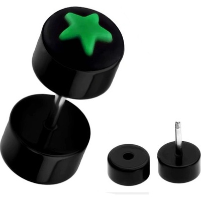 Šperky eshop kruhový fake piercing do ucha akrylový silikonová hvězda PC30.29
