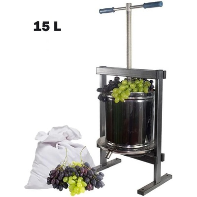 UNI Преса за грозде, ръчна, Vilen Inox, 15 литра обем на контейнер, двойна вана (UNI-07464)