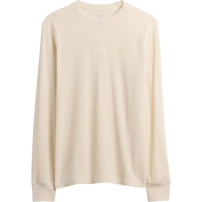Gap V-FRCH LS Waffle mini logo crew béžové