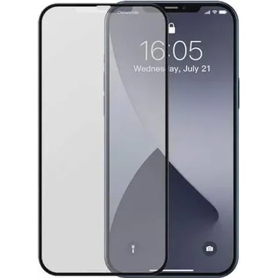 Baseus Full Screen Curved Frosted Tempered Glass (SGAPIPH61P-KM01) - матирано стъклено защитно покритие за целия дисплей на iPhone 12, iPhone 12 Pro (матиран-черен) (2 броя)