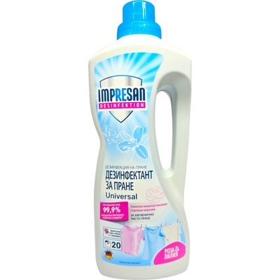 Impresan дезинфектант за пране, Универсал, 1500мл, 20 пранета, Роза и Лилия