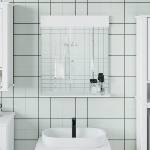 vidaXL Огледало за баня с рафт "BERG" бяло 60x12x70 см масивно дърво (358558)