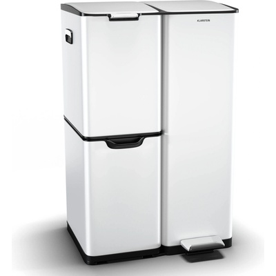 Klarstein Кош за боклук Tiyo 3 в 1 60 л, 30 л + 17 л + 13 л, сортиране на отпадъци, безшумно затваряне, капак от неръждаема стомана (KG28-I-60-white) (KG28-I-60-white)
