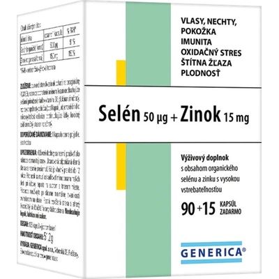 Generica Selén 50 μg + Zinok 15 mg 90 + 15 kapsúl