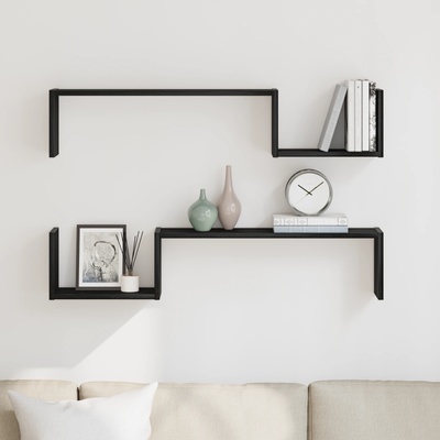vidaXL Стенен рафт 2 pcs Черния дъб 100 x 15 x 20 см Инженерно дърво (862655)