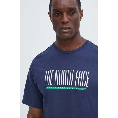 The North Face Памучна тениска The North Face в тъмносиньо с принт NF0A87E78K21 (NF0A87E78K21)