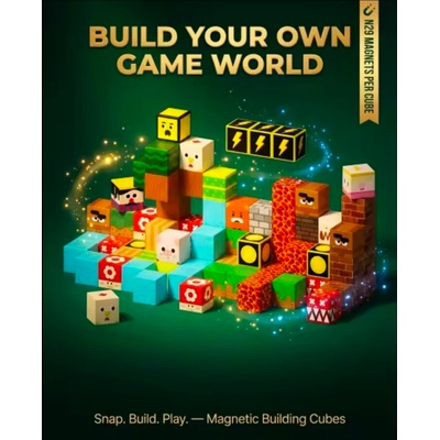 Магнитни кубчета 2.5 см - „Game World (вдъхновен от Super Mario) 100 части