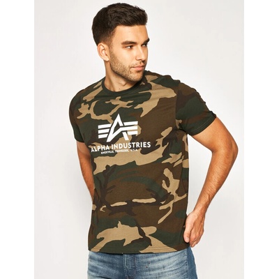 Alpha Industries Basic Big Logo Camo T zeleno maskáčové