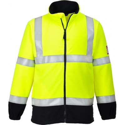 PortWest HI-VIS MODAFLAME FR31 Nehořlavá reflexní mikina na zip fleece antistatická HV žlutá