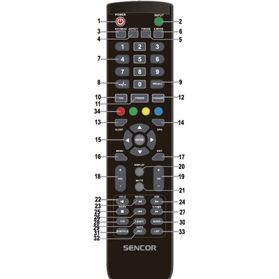 Diaľkový ovládač Sencor SLE 3260TCS