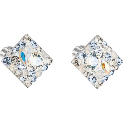 Evolution Group náušnice pecka s krystaly Swarovski modrý kosočtverec 31169.3 light sapphire