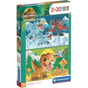 Clementoni Детски пъзел Clementoni от 2 x 20 части - Джурасик свят (24810)