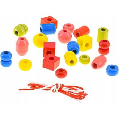 Mikro Trading Korálky velké dřevo se šňůrkou 72ks v dóze