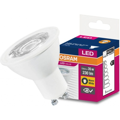 Osram LED žiarovka GU10 3,2W = 35W 230lm 2700K Warm 36° Value