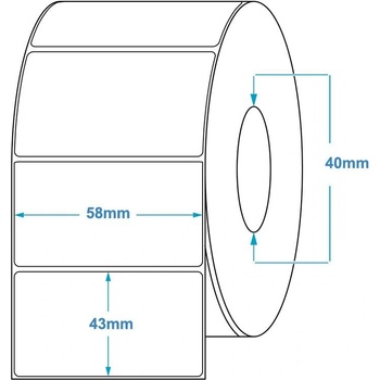 ZINTA Самозалепващи TH етикети ZINTA 58х43 mm, 1000 eт. /ролка, сини (58X43X1000-TH-BLUE)